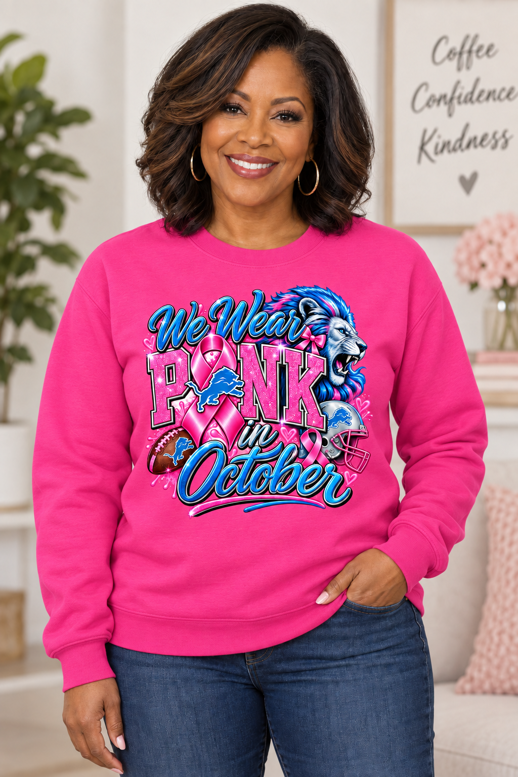 We Wear Pink in October Football Shirt | Breast Cancer Awareness Tee, Sweatshirt & Hoodie