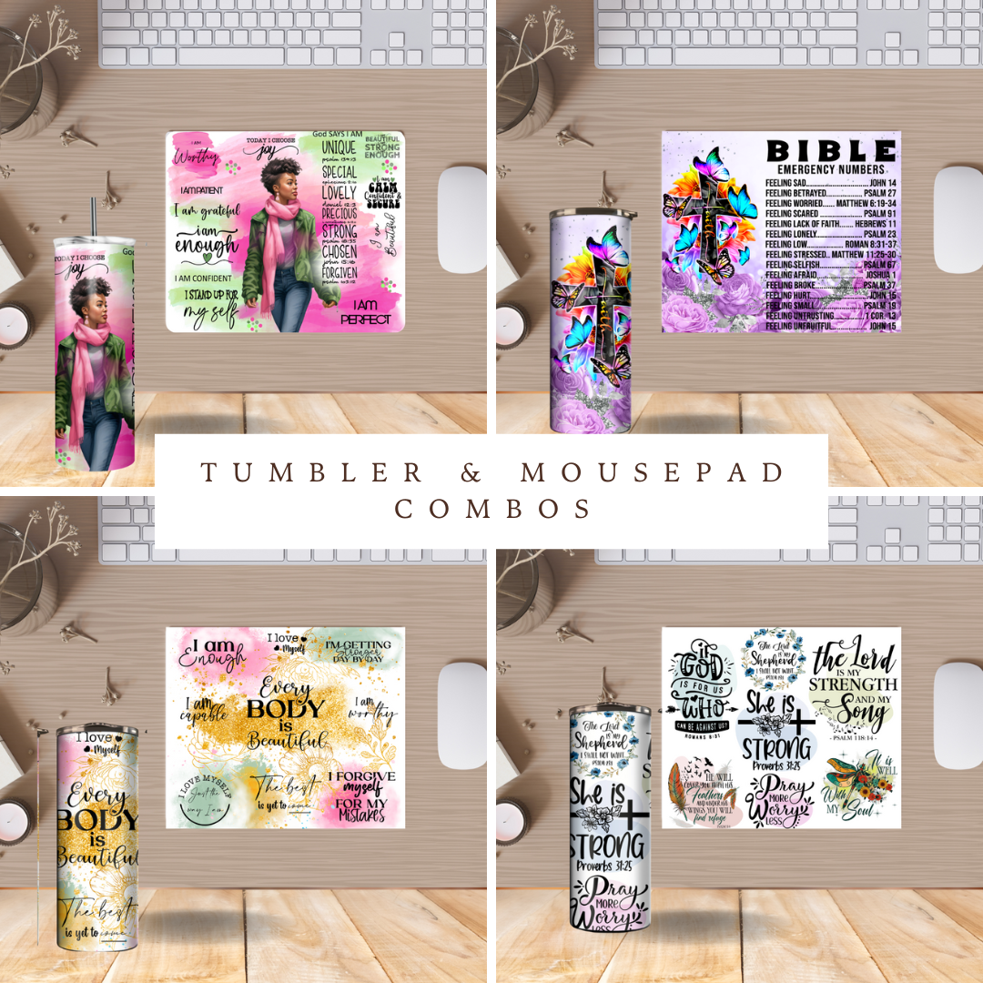 Tumbler & Mousepad Combo - Inspirational Design Set (Copy)