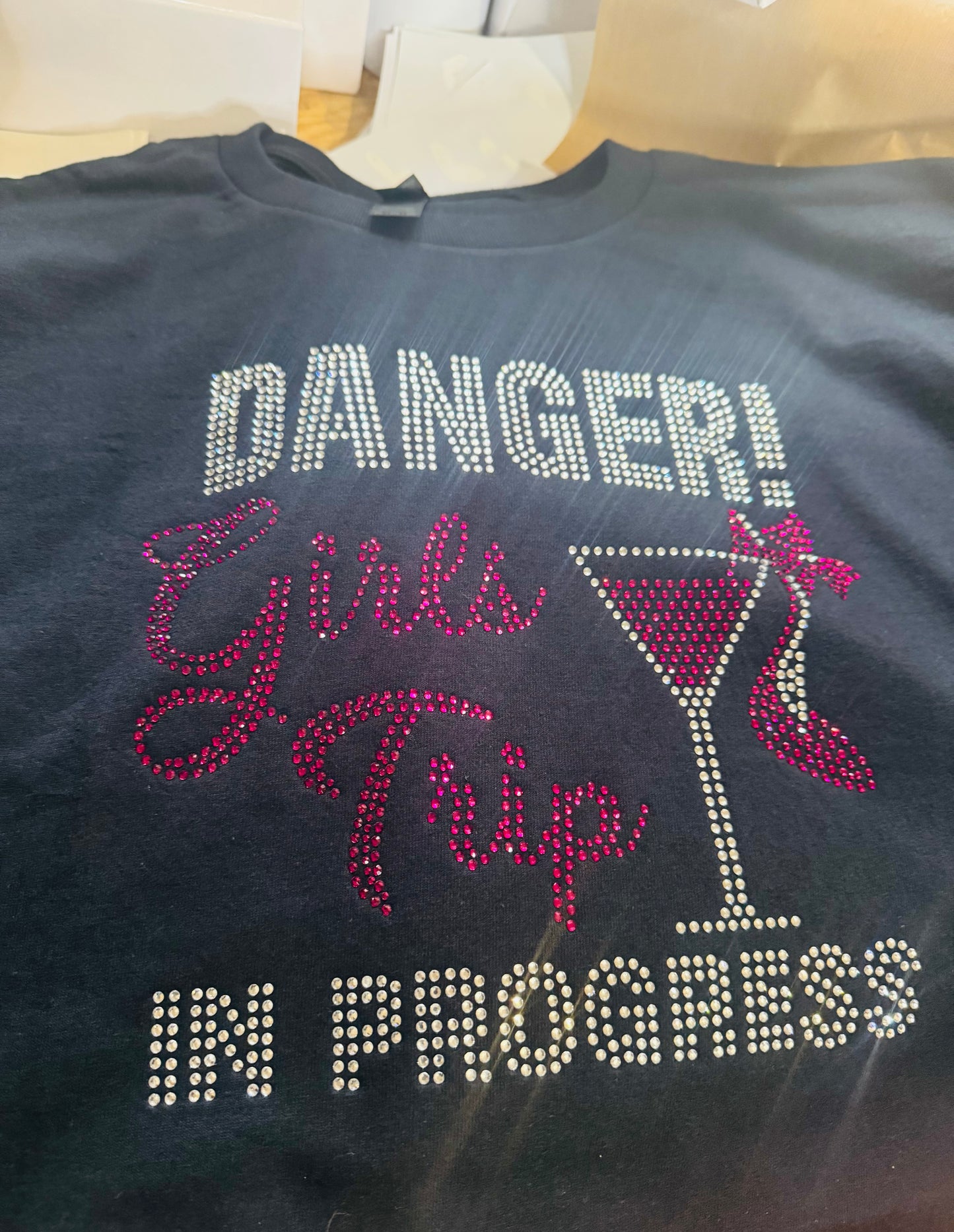 DANGER! Girls Trip in Progress – Bling Rhinestone T-Shirt