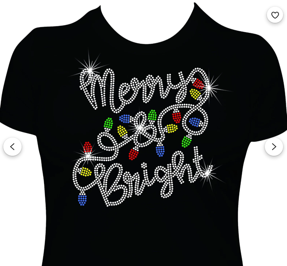 Merry & Bright – Holiday Rhinestone Christmas Lights T-Shirt