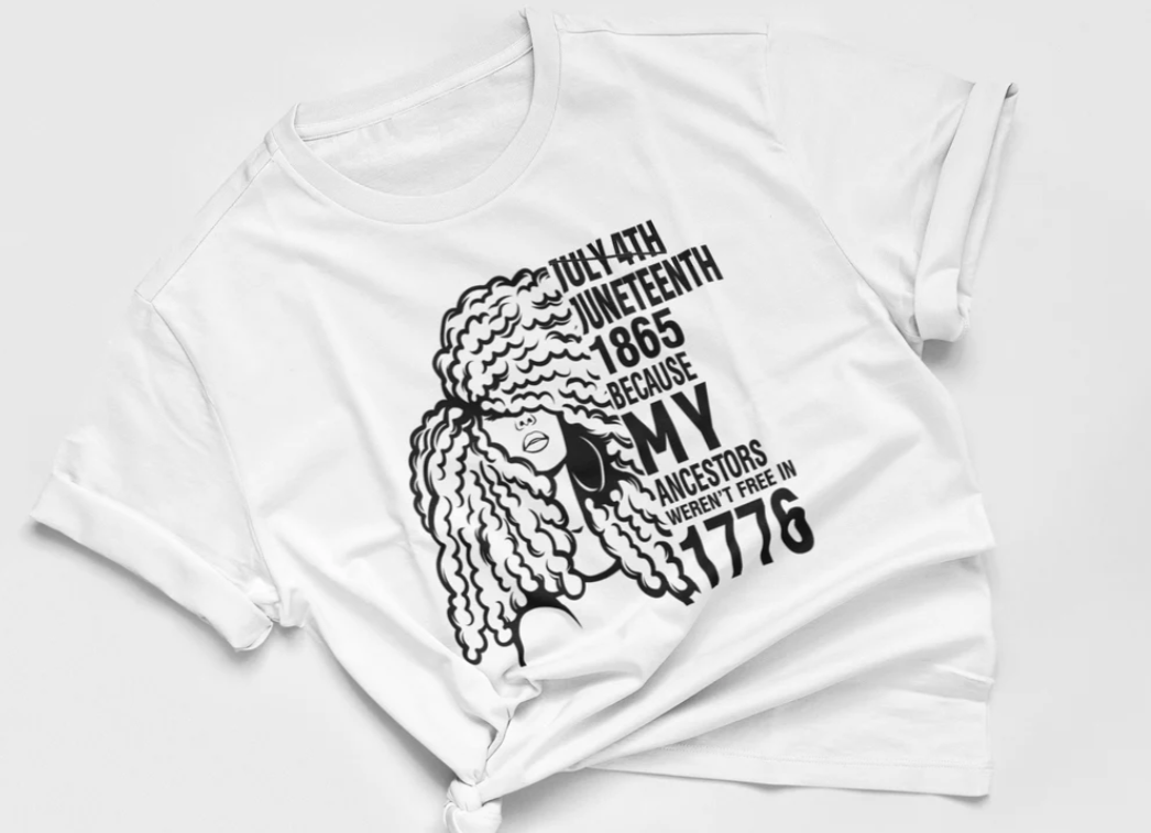 Juneteenth 1865 Tee – “My Ancestors Weren’t Free in 1776” – Bold Black History Shirt