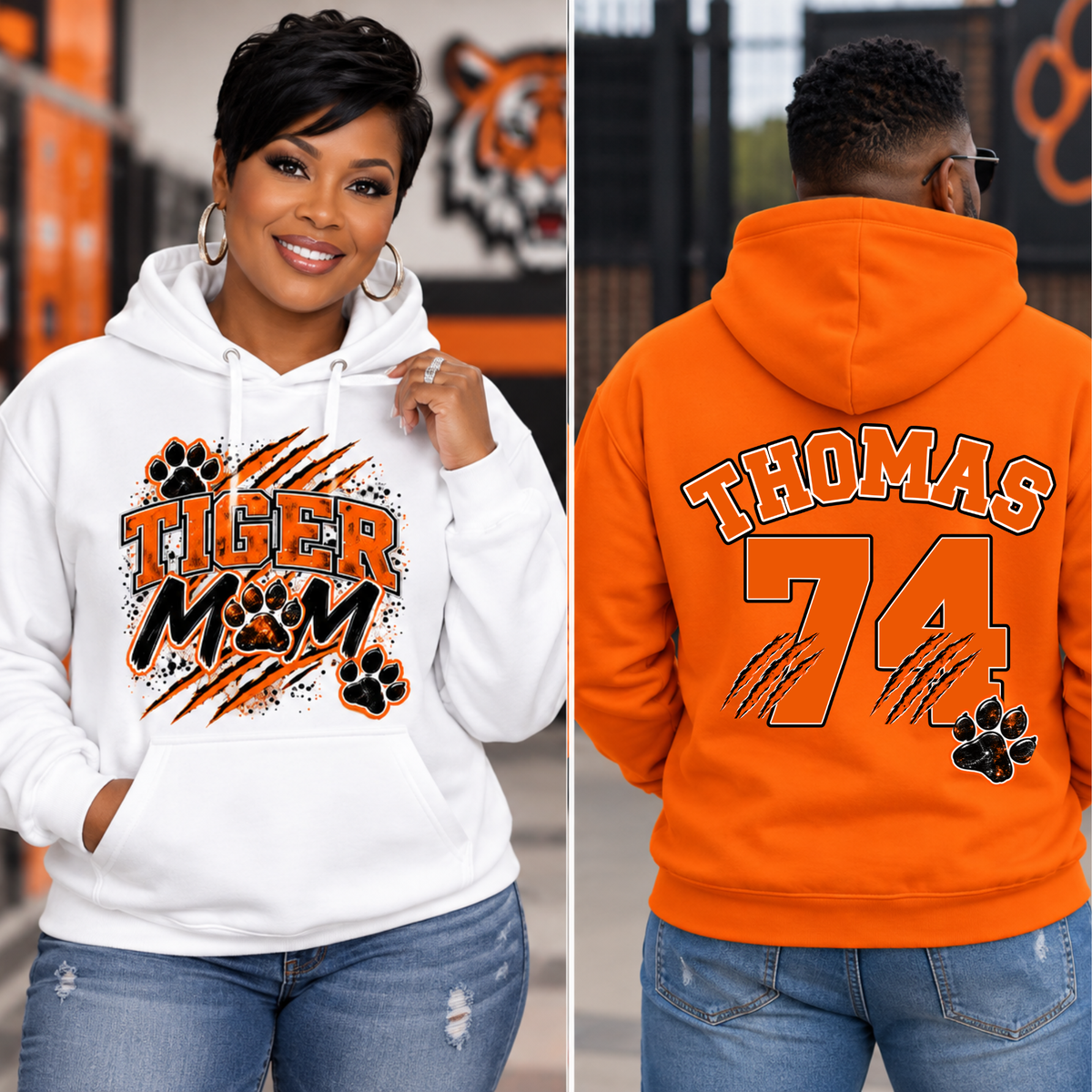 Custom Team Spirit Family Hoodie-Personalized Front and Back