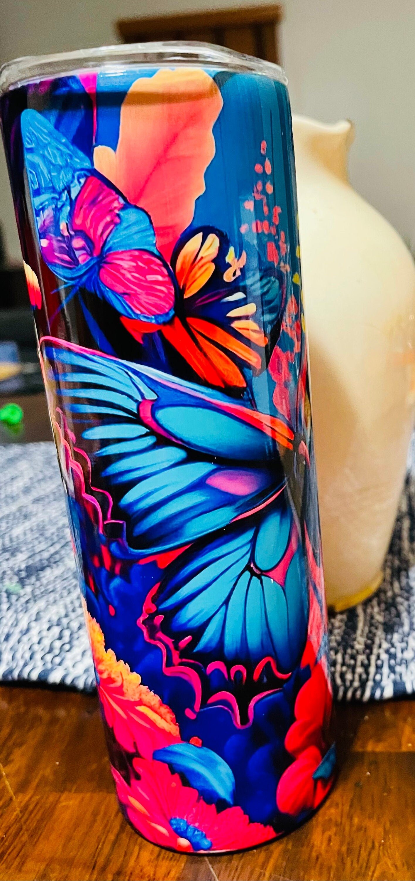 Whimsical Wings: Butterfly Tumbler - Embrace Beauty on the Go-20oz-Stainless Steel-Purple-Colorful