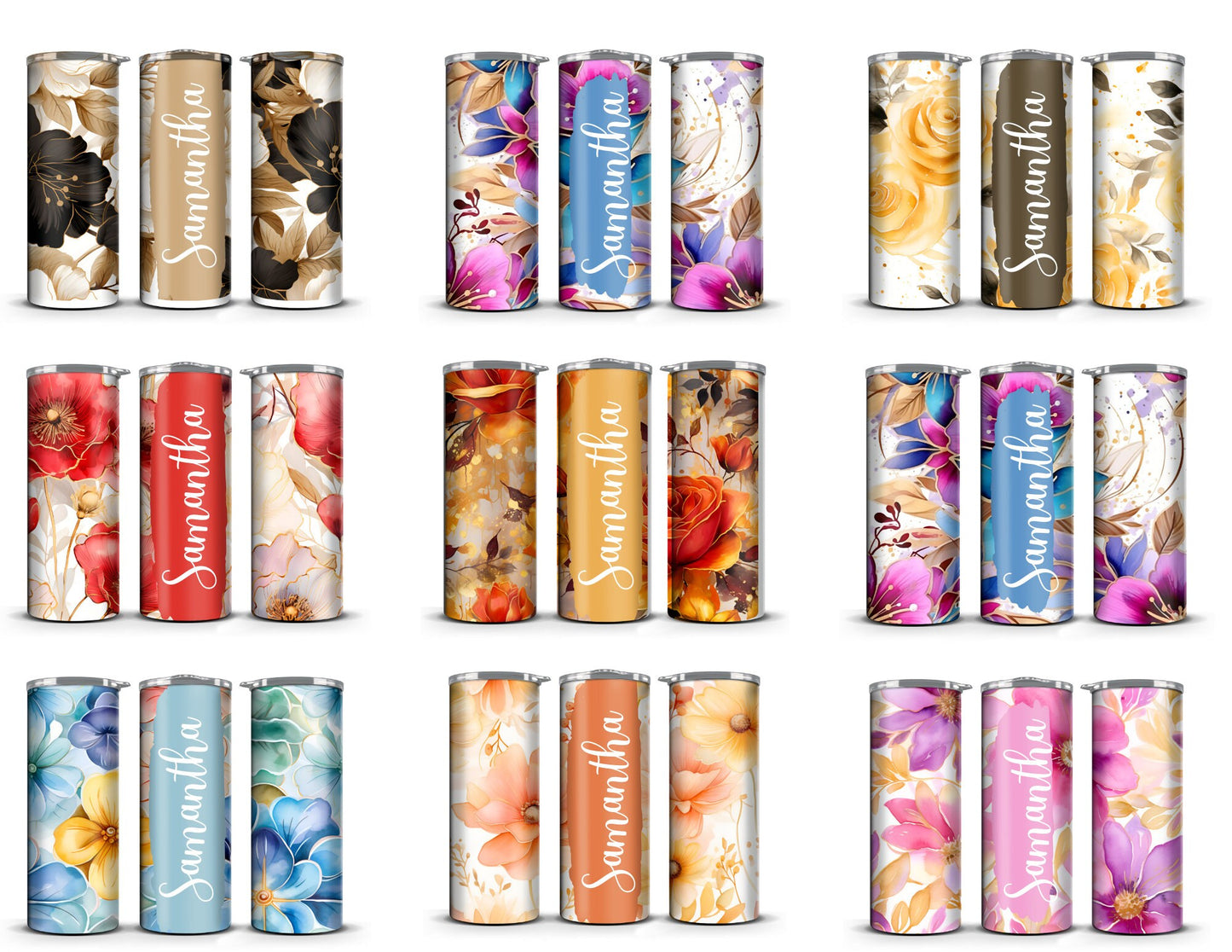 Personalized 20oz Floral Tumbler with Custom Name - Elegant Drinkware for Weddings, Birthdays, and Gifts