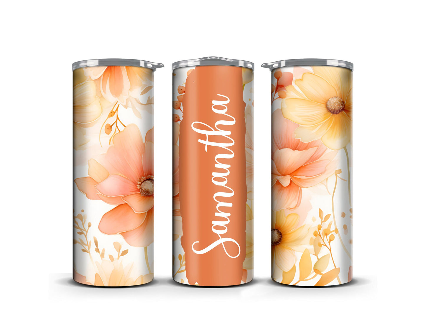 Personalized 20oz Floral Tumbler with Custom Name - Elegant Drinkware for Weddings, Birthdays, and Gifts