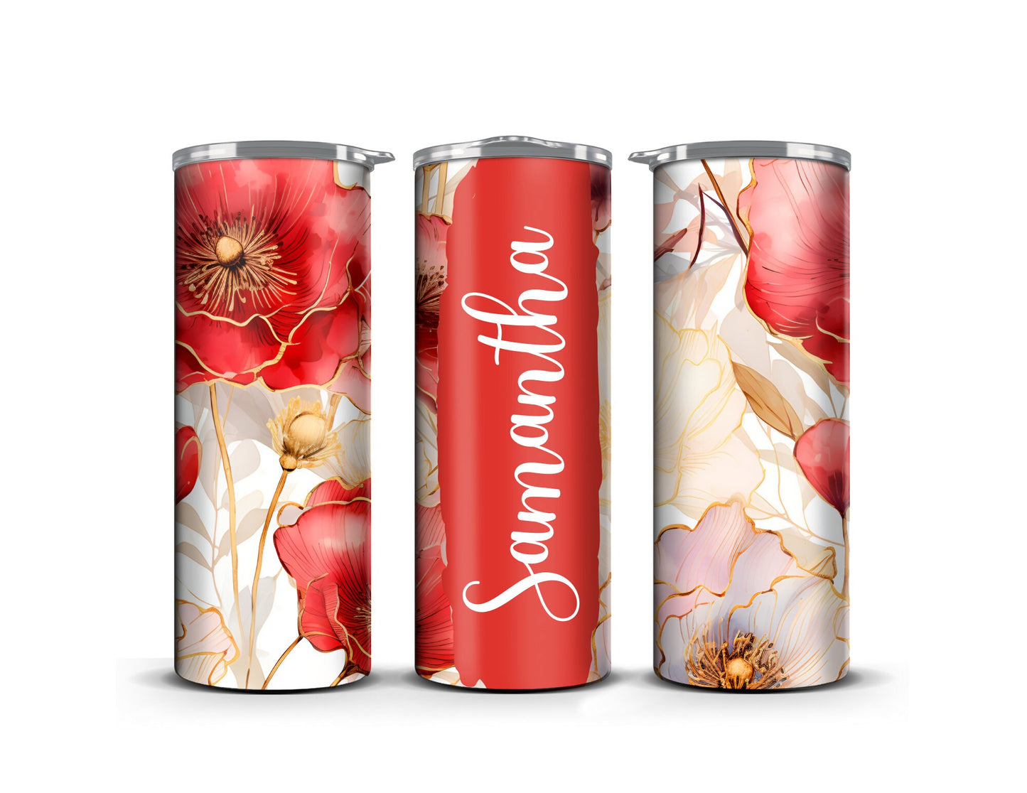 Personalized 20oz Floral Tumbler with Custom Name - Elegant Drinkware for Weddings, Birthdays, and Gifts