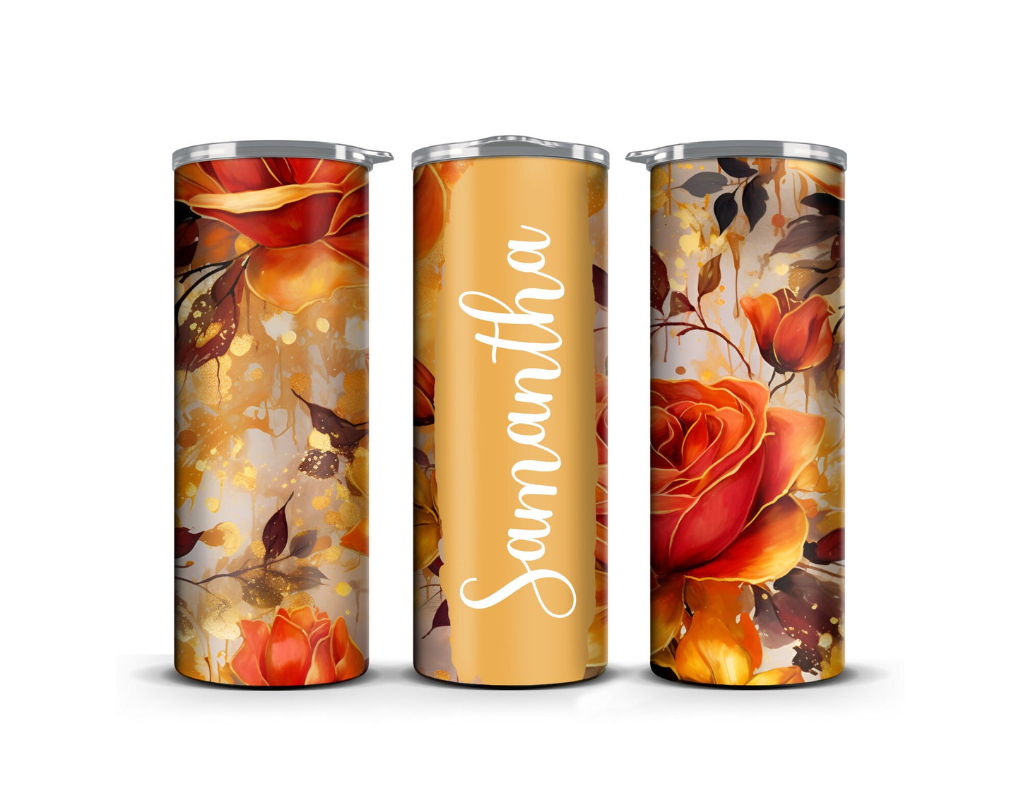 Personalized 20oz Floral Tumbler with Custom Name - Elegant Drinkware for Weddings, Birthdays, and Gifts