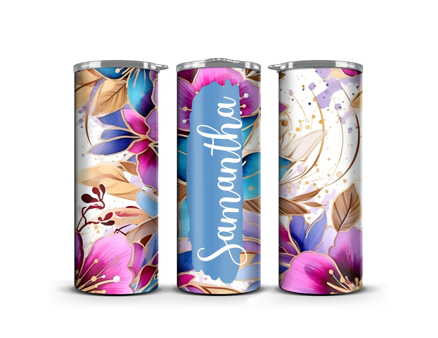 Personalized 20oz Floral Tumbler with Custom Name - Elegant Drinkware for Weddings, Birthdays, and Gifts