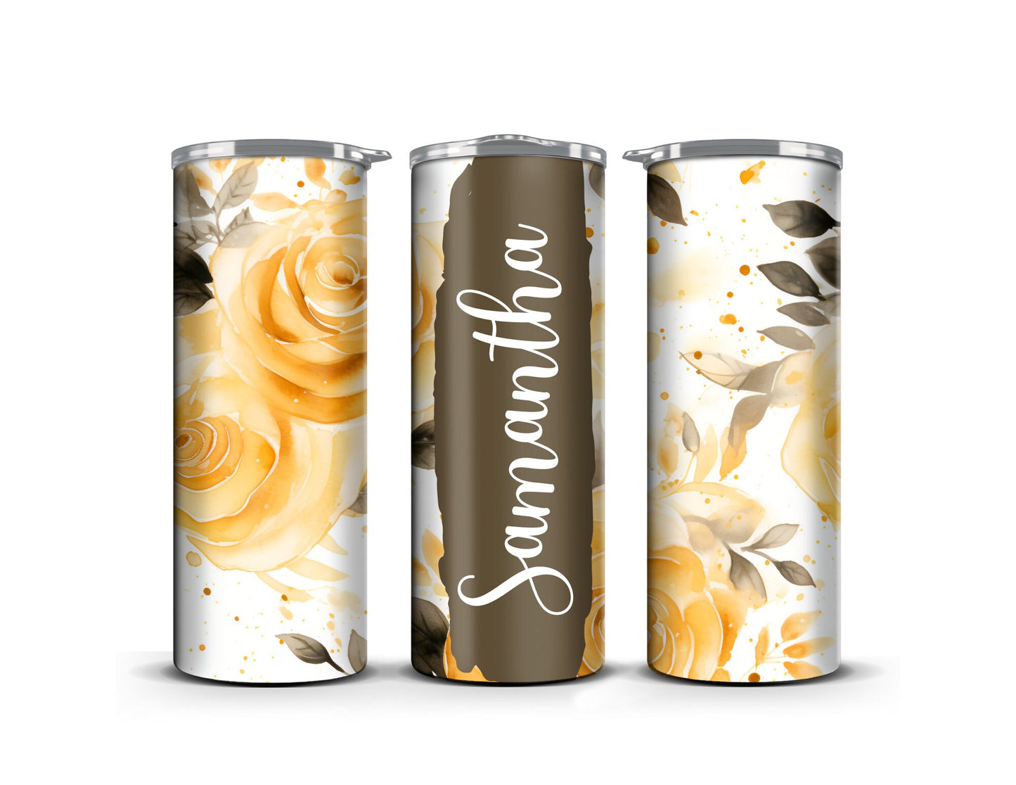 Personalized 20oz Floral Tumbler with Custom Name - Elegant Drinkware for Weddings, Birthdays, and Gifts