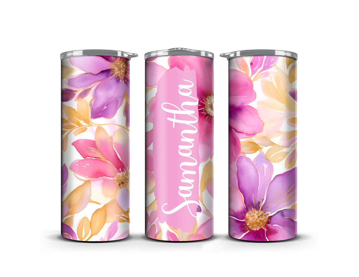 Personalized 20oz Floral Tumbler with Custom Name - Elegant Drinkware for Weddings, Birthdays, and Gifts