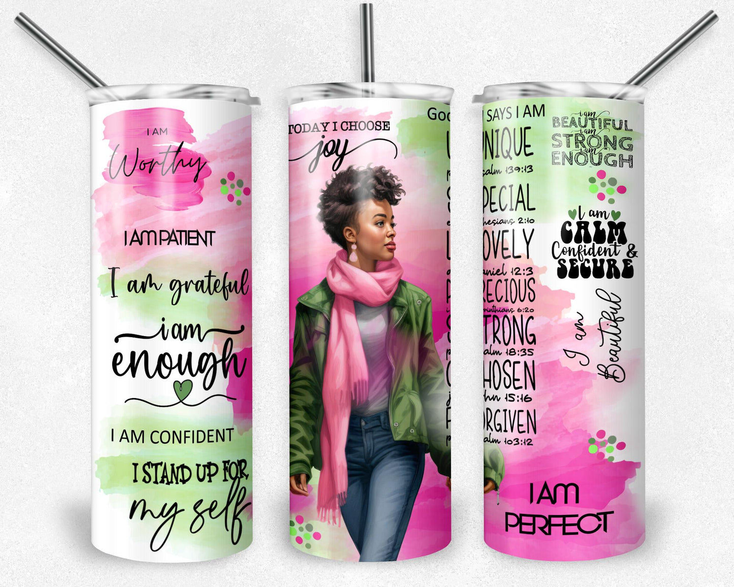 Inspirational Affirmation Tumblers - Motivational Drinkware with Artistic Designs - Perfect Gift for Self-Care and Empowerment