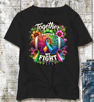 Together We Fight - All Cancer Awareness Merchandise - Colorful Ribbon & Football Design for Solidarity and Support