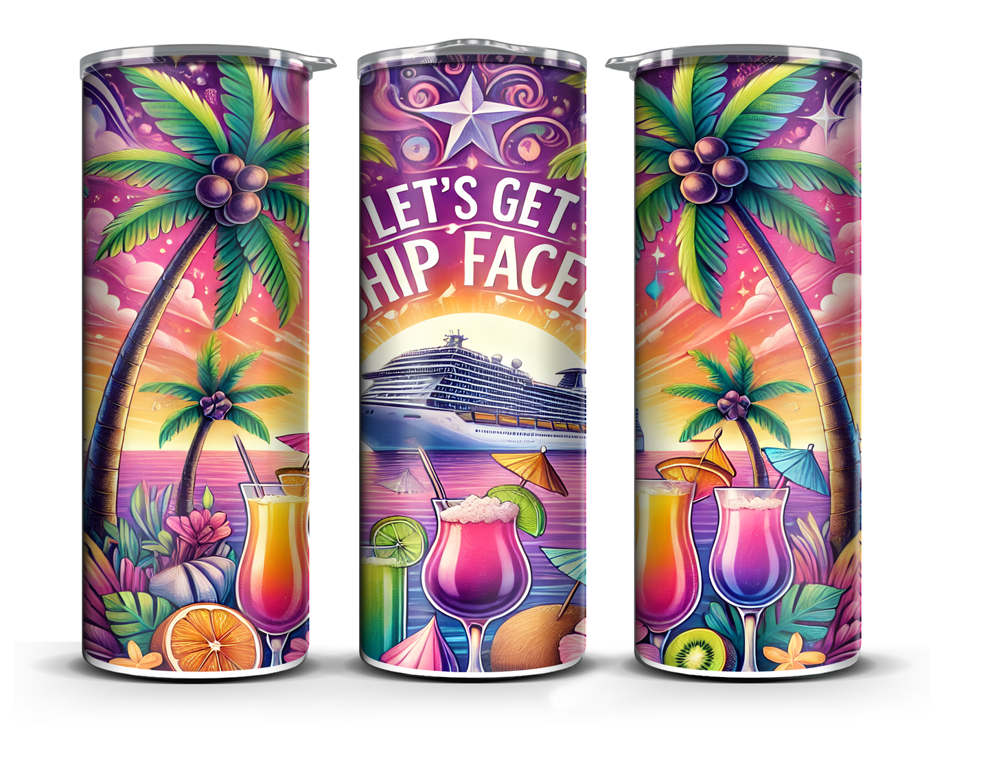 Let's Get Ship Faced" Tropical Cruise Tumbler