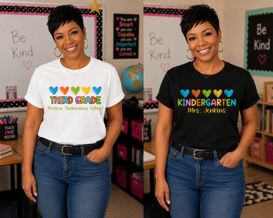 Personalized Elementary Teacher Shirt| Custom Name| Custom School