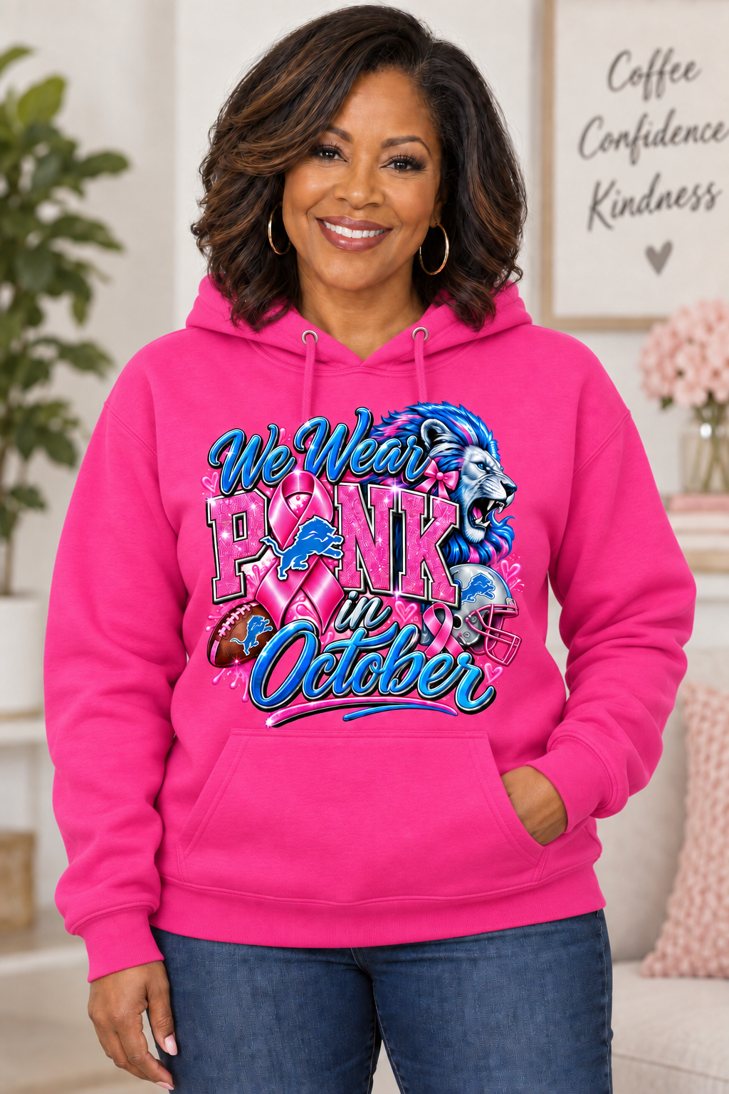 We Wear Pink in October Football Shirt | Breast Cancer Awareness Tee, Sweatshirt & Hoodie
