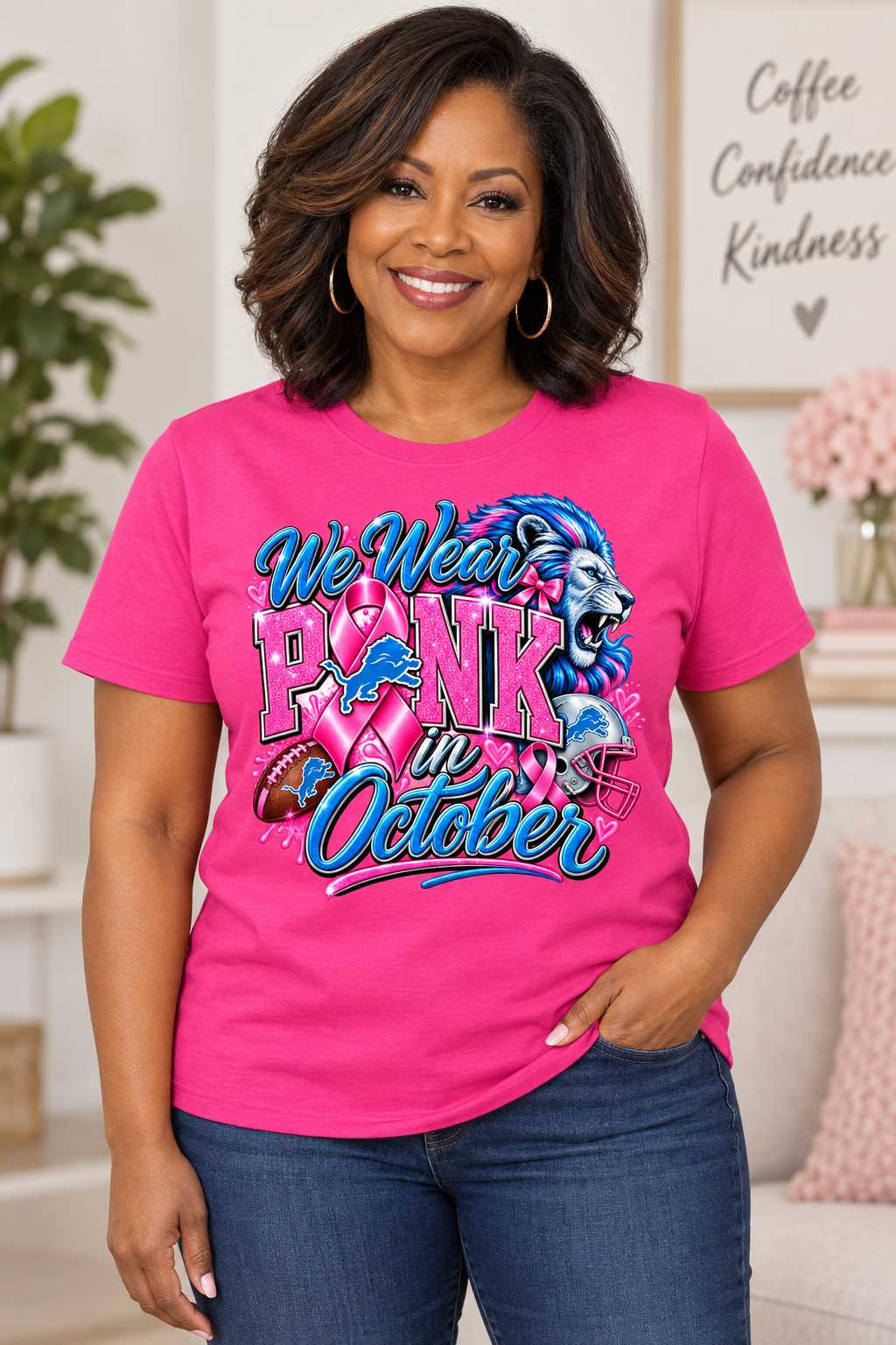 We Wear Pink in October Football Shirt | Breast Cancer Awareness Tee, Sweatshirt & Hoodie