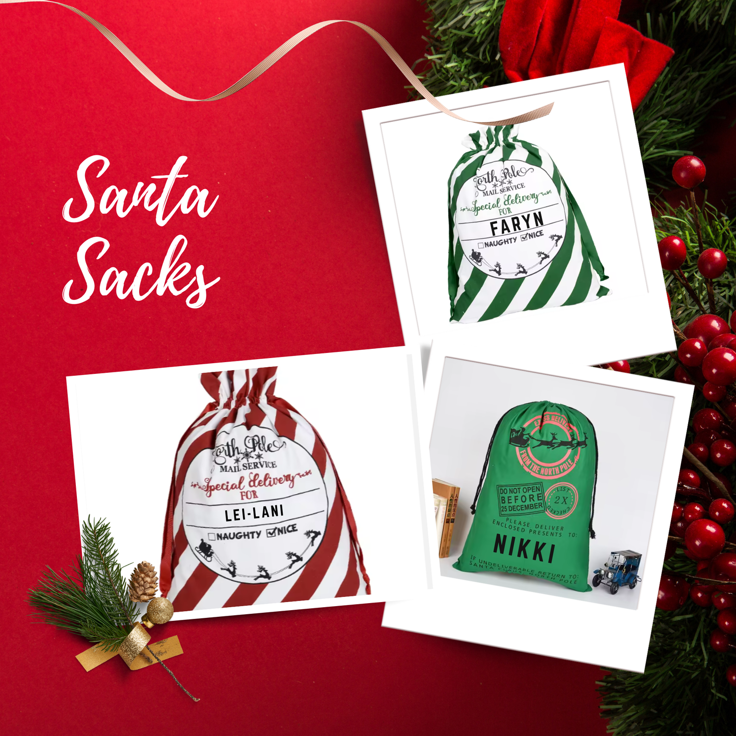 Personalized Santa Sack - Custom Christmas Gift Bag