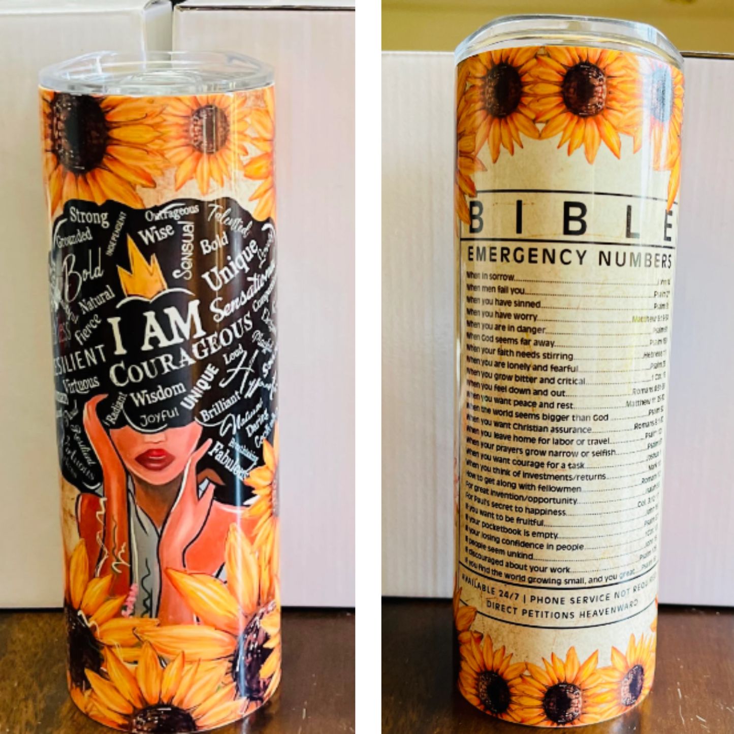 I Am Courageous" Sunflower Affirmation Tumbler