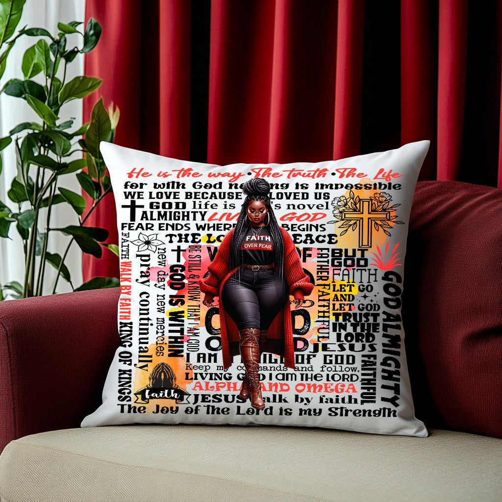 Faith Over Fear Affirmation Throw Pillow – Bold, Empowered, Faith-Filled Decor
