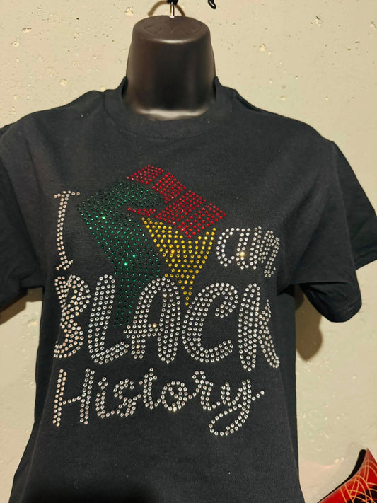 ✊🏾 I Am Black History Rhinestone Apparel ✊🏾