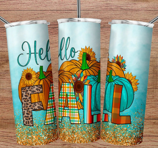 Hello Fall Tumbler, Fall Gift For Women, Fall Tumbler With Straw, Fall Cup With Straw, Fall Tumbler Cup, Fall Lover Gifts, Autumn Lover Gift