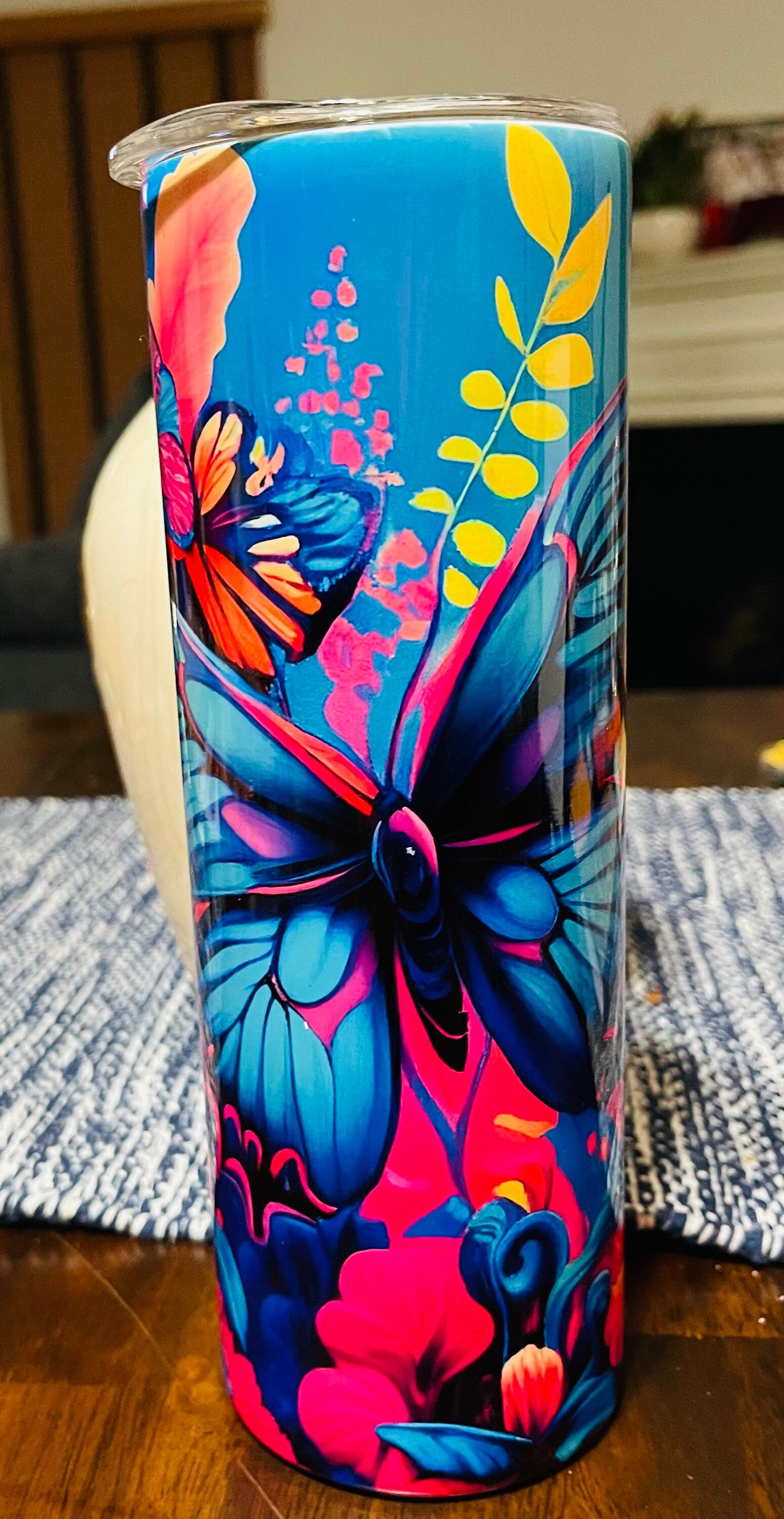 Whimsical Wings: Butterfly Tumbler - Embrace Beauty on the Go-20oz-Stainless Steel-Purple-Colorful