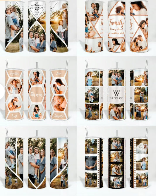 Family Photo Collage Tumbler, Personalized Cup Design with Family Name and Pictures, Add Photos Tumbler, Mothers Day Gift, Bridesmaid Gift