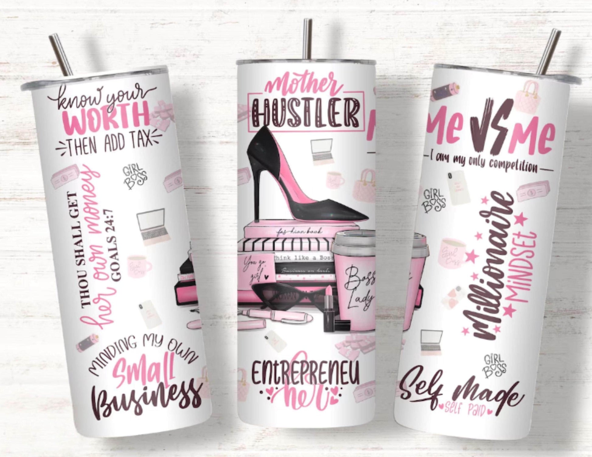 Mother Hustler Tumbler - Entrepreneur Boss Lady Drinkware - Inspirational Gift for Working Moms