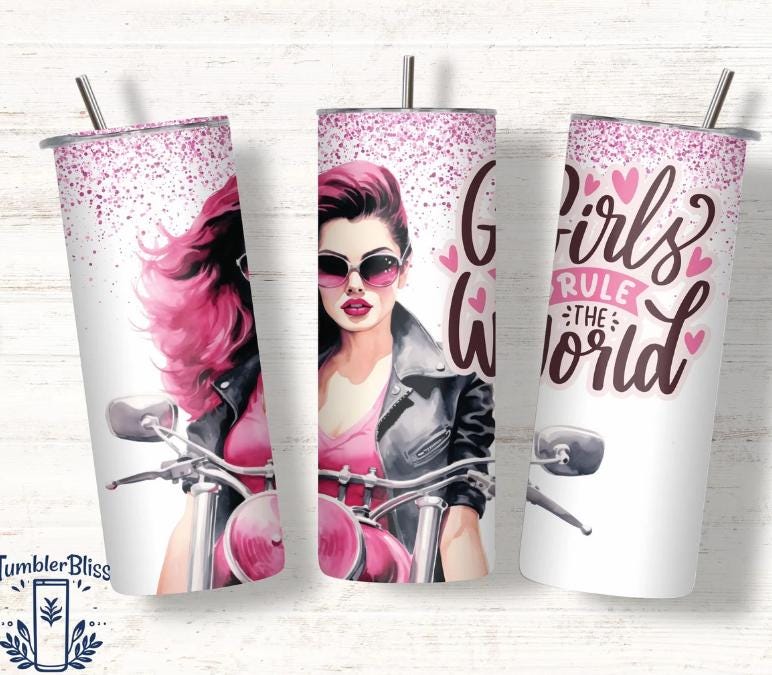 Girls Run The World- Glamorous Fashionista Tumbler - Chic Drinkware with Edgy Female Design - Perfect Gift for Style Lovers