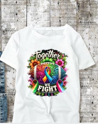 Together We Fight - All Cancer Awareness Merchandise - Colorful Ribbon & Football Design for Solidarity and Support