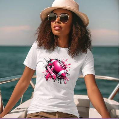 Breast Cancer Awareness T-Shirt - Pink Ribbon Paint Drip Design - Supportive Apparel for Advocacy