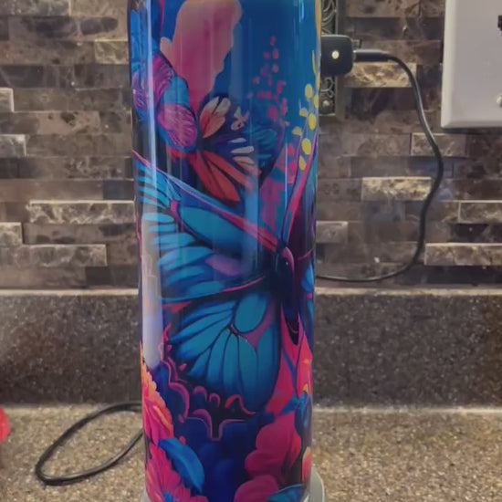 Whimsical Wings: Butterfly Tumbler - Embrace Beauty on the Go-20oz-Stainless Steel-Purple-Colorful