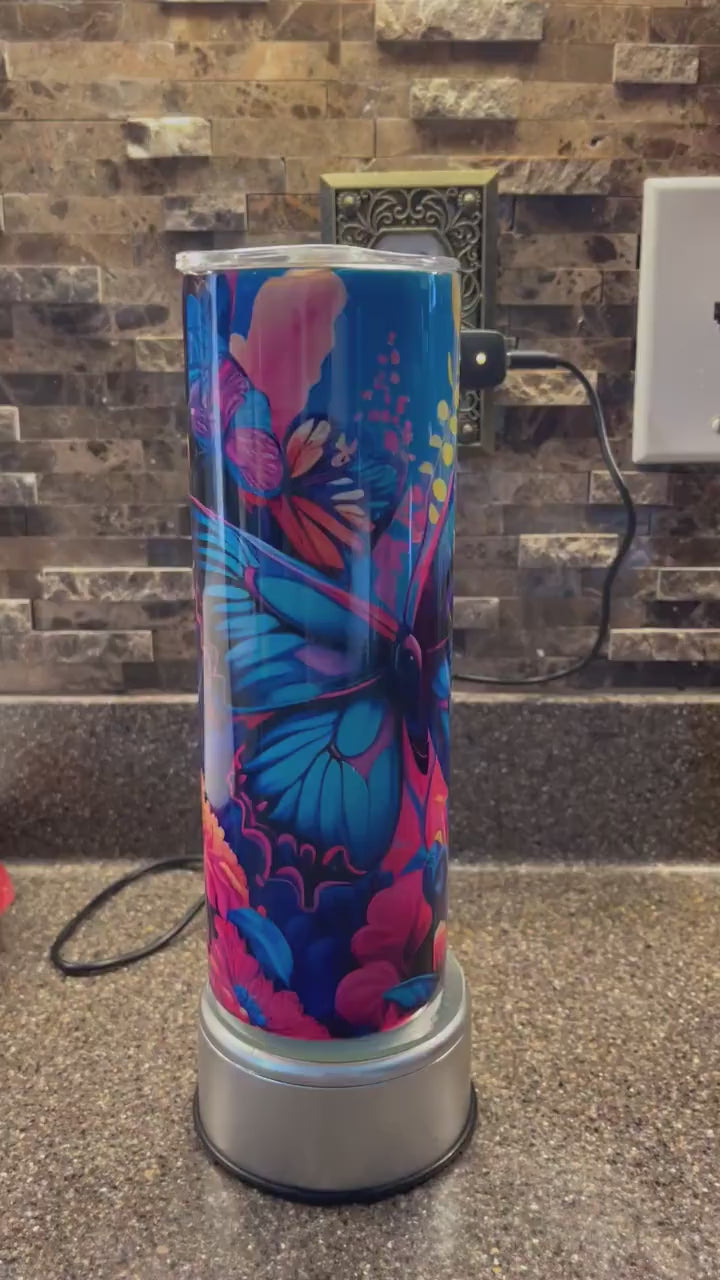 Whimsical Wings: Butterfly Tumbler - Embrace Beauty on the Go-20oz-Stainless Steel-Purple-Colorful